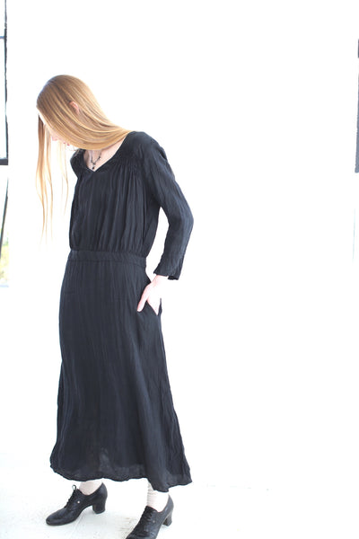 20.4.08 Cupro Dress with Shoulder Ruching, Black
