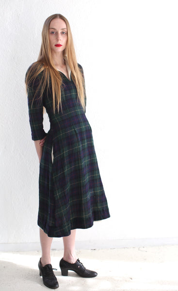 20.3.07 Ghost Wool Dress, with Cotton Lining and Collar/ Plaid