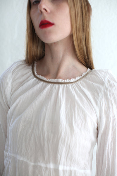 20.3.01 Cotton Voile Blouse with Neck Gathers, White