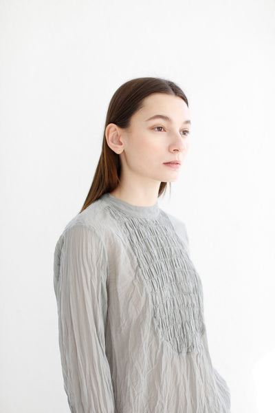 20.1.02 Blouse with Ruched Yolk, Grey
