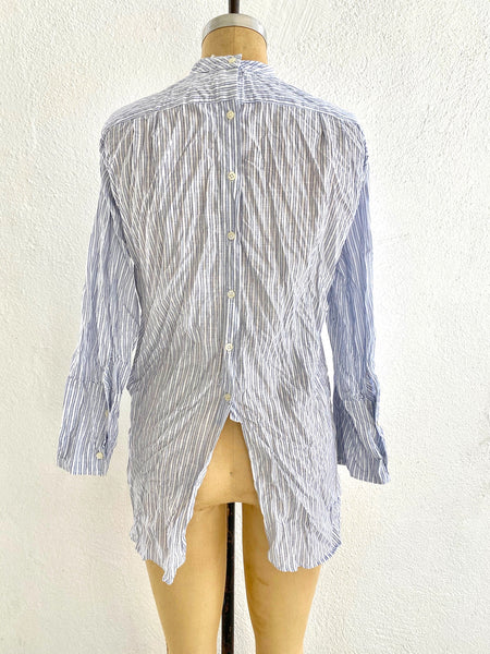 20.1.02 Blouse with Ruched Yolk, Sky Stripes